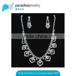 Silver Plated Wedding Jewelry Set 2016 New Women Bridal Jewelry Set Hot Wholesale Rhinestone Necklace Earring Set thumbnail-1