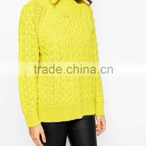 Women Acrylic and Wool Knit Chunky Sweater thumbnail-4