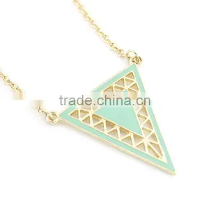 Simple Mint Green Enamel Triangle Pendant Necklace, Neckles Jewelry Wholesale, thumbnail-4