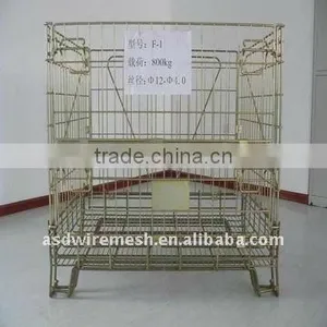 Industrial Stackable Collapsible Wire Mesh Container With Wheels thumbnail-1