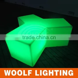 Three Seat Connection Curve Chair LED Lighting Long Bench thumbnail-2