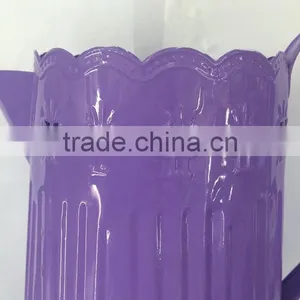 Made in China Cheap Decorative in Bulk Small Wholesale Galvanized Watering Cans With Vertical Stripes thumbnail-6