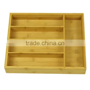 Store More 5-slot Bamboo Kitchen Utensil Drawer Organizer Tray thumbnail-5