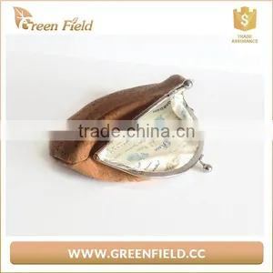 Vegan Leather Cork Coin Purse Keychain Coins Wallet thumbnail-3