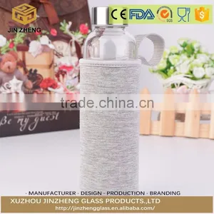 Clear Borosilicate Glass Fruit Juice Water Bottle With Sleeve thumbnail-1