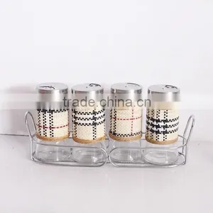 Metal Coated Glass Salt and Pepper Shaker With Metal Rack thumbnail-6