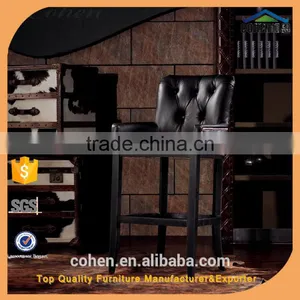 Foshan Wooden Furniture Europe/American Chesterfield Sofa Vintage Top Grain Leather Bar Chair Factory Derect Sale thumbnail-1