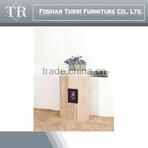 Modern White Rectangle Marble With Glass Top Console Table thumbnail-1