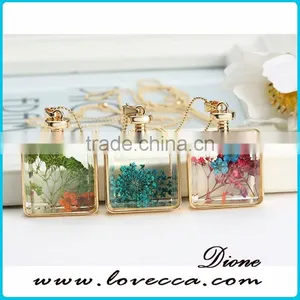 Wholesale Newest Dried Flower Pendant Women Gold Memory Necklace thumbnail-5