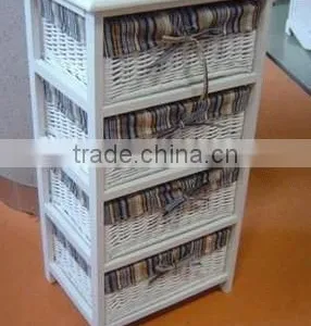 Tong Wood Living Room Display Shoe Cabinet With Wicker Drawer thumbnail-2