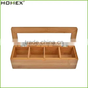 2017 Hot Selling 4 Equally Divided Compartments Nice Bamboo Tea Storage Box/Homex_Factory thumbnail-2