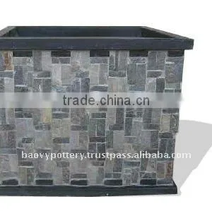 Light Cement With Stone Planter thumbnail-1