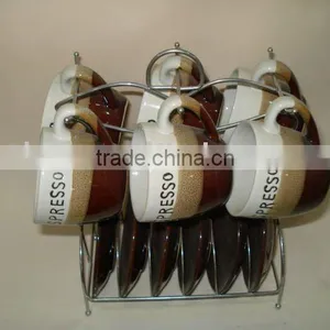 Porcelain Cup Holder With Iron Rack thumbnail-1