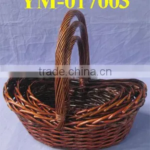 Boat Shaped Willow Basket With Handles thumbnail-1