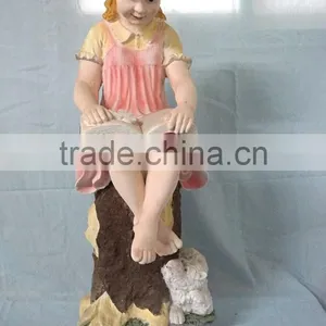 Garden Decor Reading Girl Fiberglass Statue thumbnail-1