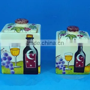Square Ceramic Hand Made Cookie Jar Wholesale thumbnail-1