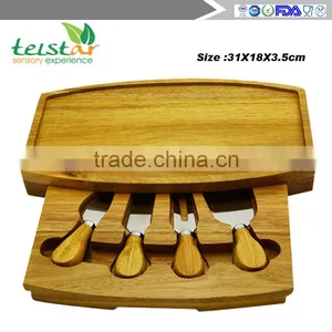 2016 Bamboo Cheese Board and Tools Set With Swivel Base thumbnail-1