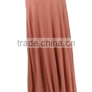 95% RAYON 5% SPANDEX LOOSE FIT SWING SHIFT MAXI PLAIN JERSEY SKIRTS SOLID FULL LENGTH SKIRT WITH BANDED WAIST thumbnail-4