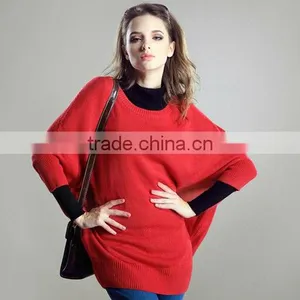 Ladies Fashion Bat Sleeve Wool Pullover Sweater thumbnail-1