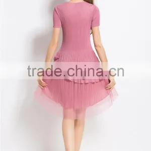New Style Crumple Shell 3d Flower Splicing Dresses for Woman thumbnail-5