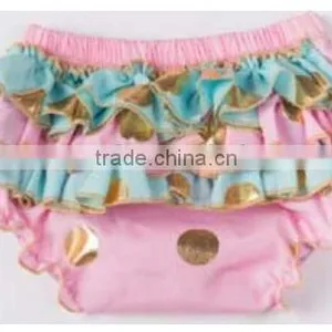 Chinese Product and Low Price Wholesale Gold Polka Dot Ruffle Baby Bloomer for 6months to 4years Baby Kids thumbnail-4