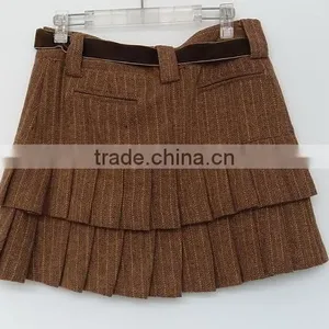 2016 Sexy Lady Coffee Yarn Dyed Ruffle Skirt for Summer thumbnail-2