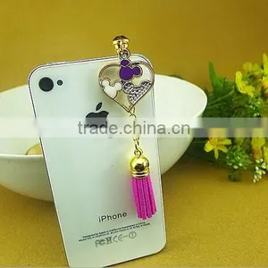 Innovative Dust Plug Fashion Heart Design Dustproof Jewelry With Tassels thumbnail-2