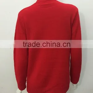 Stock Women Christmas Longline Crewneck Red Knitwear Sweatshirt Knitted Top Long Sleeve Wholesale Bulk thumbnail-3