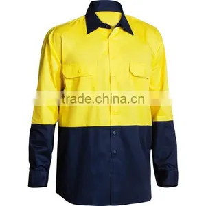 Custom Reflective Work Shirts High Quality Workwear Drill Spliced Work Shirt With 3MTape thumbnail-2