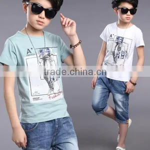 Zm35670a Korean Baby Kids Shirt and Jeans Pants Summer Boy Clothing Set thumbnail-1