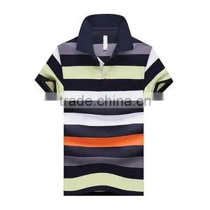 Wholesale Custom Polo T Shirt 2016 New Design Cotton Short Casual Striped Slim Contrast Color Men's Polo Shirt thumbnail-5