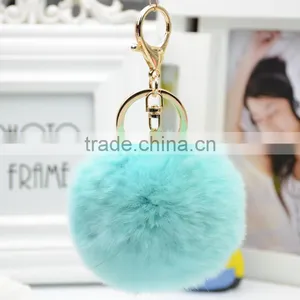 Myfur China Supplier Genuine Rex Rabbit Fur Ball Key Ring Colorful Customized Real Pom Poms Tassel Keychains thumbnail-5