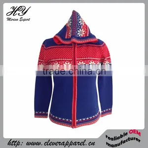 OEM 85003 Superfine Merino Wool Women Knitted Cardigan thumbnail-1