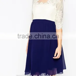 100% Polyester Crew Neck Lined Lace Bodice Maternity Dress for Women thumbnail-4