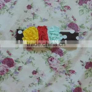 Back to School Flower Hairband Stripe Polka Dot Cotton Elastic Headband Ruffle Flower Kids Hairwear Wholesale thumbnail-1