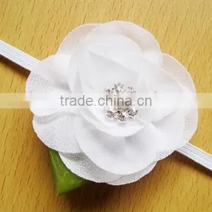 New Born Baby Girl Headband, Small Chiffon Flower Baby Headband thumbnail-6