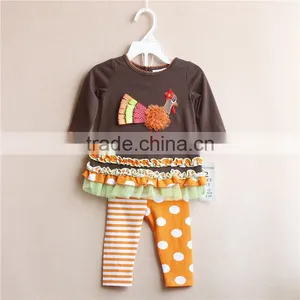 Wholesale Thanksgiving Turkey Long Sleeves Cotton Baby Clothes Set thumbnail-1