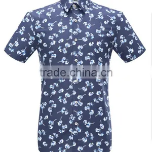 Latest Nice Floral Prining High Fashion Short Sleeves Cotton Men Shirts thumbnail-1