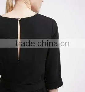 Casual Black V-neck With Belt One Piece Suit Design Trousers thumbnail-3