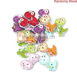 Wood Sewing Buttons Scrapbooking 2 Holes Dinosaur Animal At Random thumbnail-3