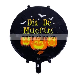 Aluminium Foil Balloon Halloween Pumpkin Black Orange Message " Dia De Muertos " Balloons Foil thumbnail-1