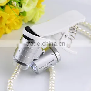 Wholesale 9882W 60X Magnifying Universal Mobile Phone LED Microscope Magnifier With Clip thumbnail-1