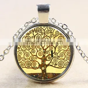 XP-TGN-LT-156 2017 New Design Mandala Dome Cabochon Tree Life Gemstone Charm Diy Image Time Necklace For Ladies thumbnail-2