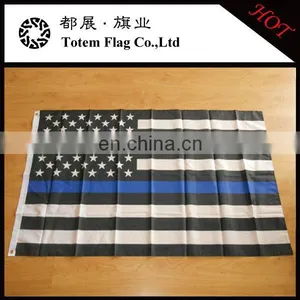 American Police Thin Blue Line Black White American Flag thumbnail-1