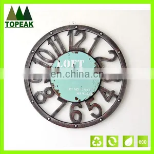 Popular Luxury Quality Vintage Round Antique Design Natural Color Rustic Style Wall Clock thumbnail-1