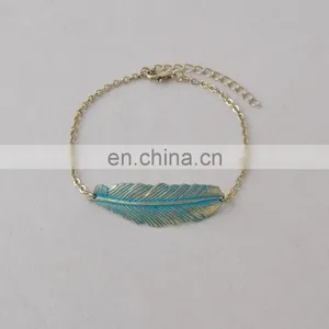 Bijuterias Atacado Copper Green Feather Bracelet Boho Chic Feather Pulseira Verde Jewelry thumbnail-1