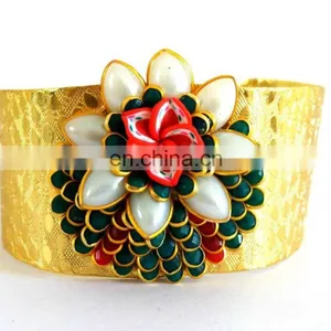 Wholesale Pachi Cuff Bracelet - Indo Western Style Pearl Cuff Bracelet - Party Wear Pachhi Cuff Bracelet 2015 thumbnail-3