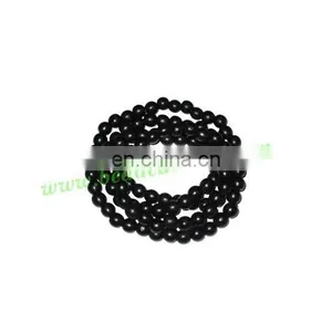 Ebony Black Dyed Wood Beads String (mala) Made of Fine Quality Handmade 8mm Round Black Wood Beads thumbnail-1