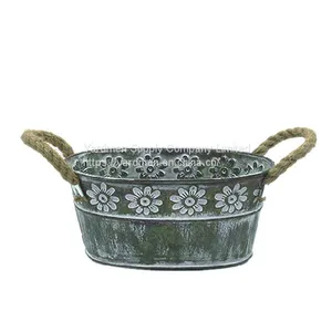 2018 Europe Style Design Galvanized Finish Metal Flower Pot Container thumbnail-1