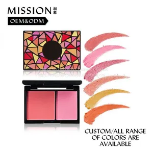 OEM 2 Colors Waterproof Smooth Blusher Palette Cosmetics thumbnail-1